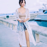 Fashion Women's Ladies Lace Floral Cardigan Bikini Cover UP Beach Wear Swimwear Kimono Long Maxi Dress 2019 New