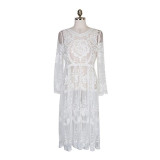 Fashion Hollow Out Lace Summer Cover Up back Casual Short Dress 