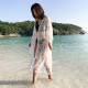 Women's Solid Long Sleeve Lace Draped Open Front Cardigan Summer Holiday Beach Cover Up Dress