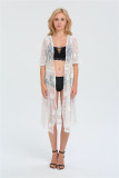 Women Boho Lace Chiffon Crochet Loose Shawl Kimono Cardigan Beach Coat Blouse