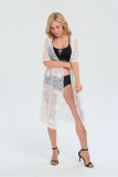 Women Boho Lace Chiffon Crochet Loose Shawl Kimono Cardigan Beach Coat Blouse