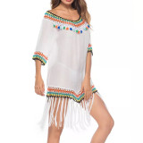  Women's hand crochet beach Sexy Women blouse dress 