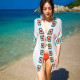 Bohemian Flare Sleeve Sexy White Dress Kimono Cardigan Beach Summer Boho Women Maxi Sweet Dress Hollow Out Dress