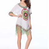 2019 summer women bathing suit beach dress crochet swimsuit with Tassel