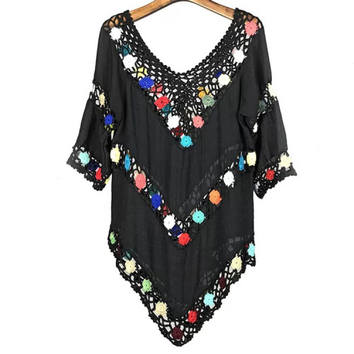 Neck Swimsuit Cover Ups Women Sexy Beach Dress Summer Cotton Pareo Beach Cover Up 