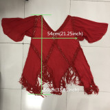 Plus Size Dress Cover Up Bikin Beachwear Red Oversize Ladies Casual Loose Short Sleeve Summer Women Hot