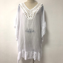 Free Size Flounce One-piece Dress cover loose plain dyed Low Back