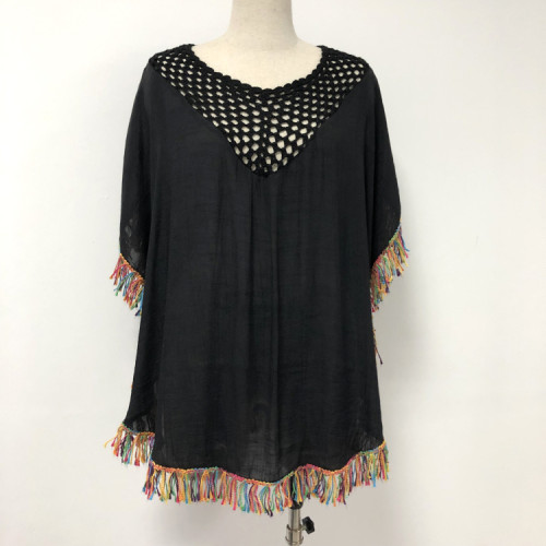 New design Black soft boho beach cover up dress for women 