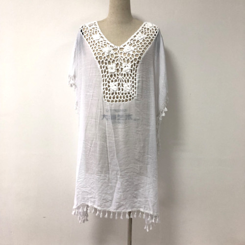 wholesale cotton handmade Crochet beach dress ladies swim wear factory 