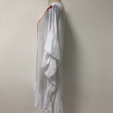 White Bikini Long Beach Caftan Swimwear With Cover Up Dress Plus size 