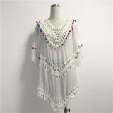 Women's sexy low-cut v-neck crochet hollow woven blouse