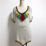 Cotton crochet beach dress,hot selling beach cover up,tunique beachwear