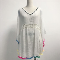 Crochet Beach Dress Women Sunscreen Blouses Summer Fashion Bikini Cover-Ups Dresses Loose Casual Sexy Tops 