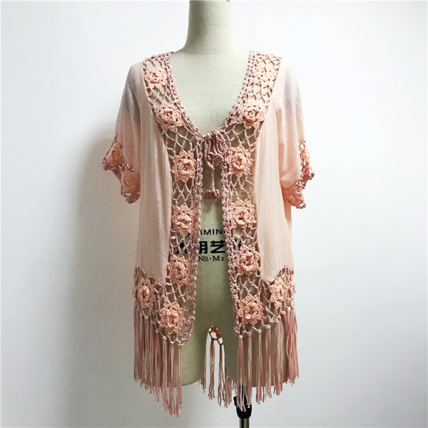 2019 new beachwear women sexy flower bikini cover up dress 