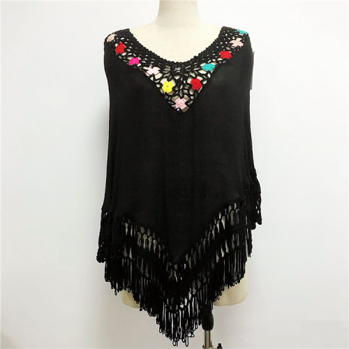  2019 Black elegant sexy beach cover up blouse lace swimsuit woman beach wear