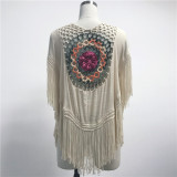 New arrival sexy bikini cover ups hollow out tassels wholesale beachwear 