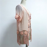 2019 new beachwear women sexy flower bikini cover up dress 
