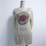 New arrival sexy bikini cover ups hollow out tassels wholesale beachwear 