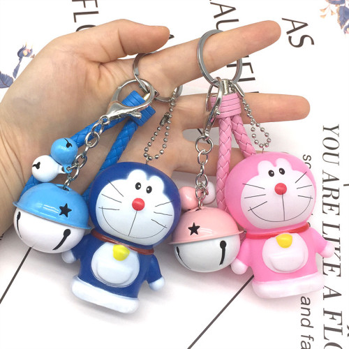 One Pair Doraemon Keychain Holder With Bell Leather Rope Holder Blue Pink Color For Couple Lovers Gift 娃娃機掛件批發 One Pair Doraemon Keychain Holder With Bell Leather Rope Holder Blue Pink Color For Couple Lovers Gift 娃娃機掛件批發