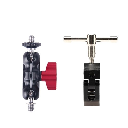 BGNing Adjustable Friction Articulating Magic Arm Super Clamp Adapter for DSLR Camera with Dual 1/4 75MM Ball Head Mount for Phone Clip