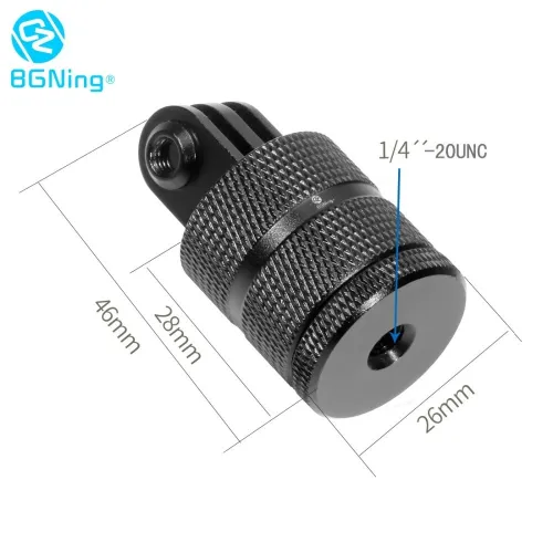 BGNing CNC 360Degree Rotatable Tripod Connector 1/4 Base Mount Adapter for GoPro Hero 13 3+ 4 5 Session 6 7 Yi Sjcam Sports Action Camera