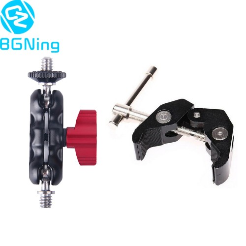 BGNing Adjustable Friction Articulating Magic Arm Super Clamp Adapter for DSLR Camera with Dual 1/4 75MM Ball Head Mount for Phone Clip