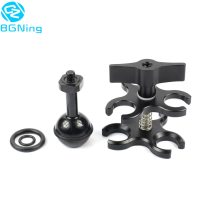 BGNing 3-Hole Aluminum Triple Butterfly Clip Clamp Mount + Ball Head Adapter for Scuba Diving Lights Arm Fixture LED Hero 5/4/3 Camera