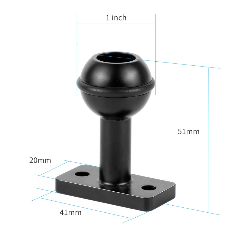 BGNing CNC Aluminum Alloy 1 inch Ball Head Mount Adapter with M5 Screw Holes for Diving Sports DSLR Camera Bracket Tripod Clip Adapters