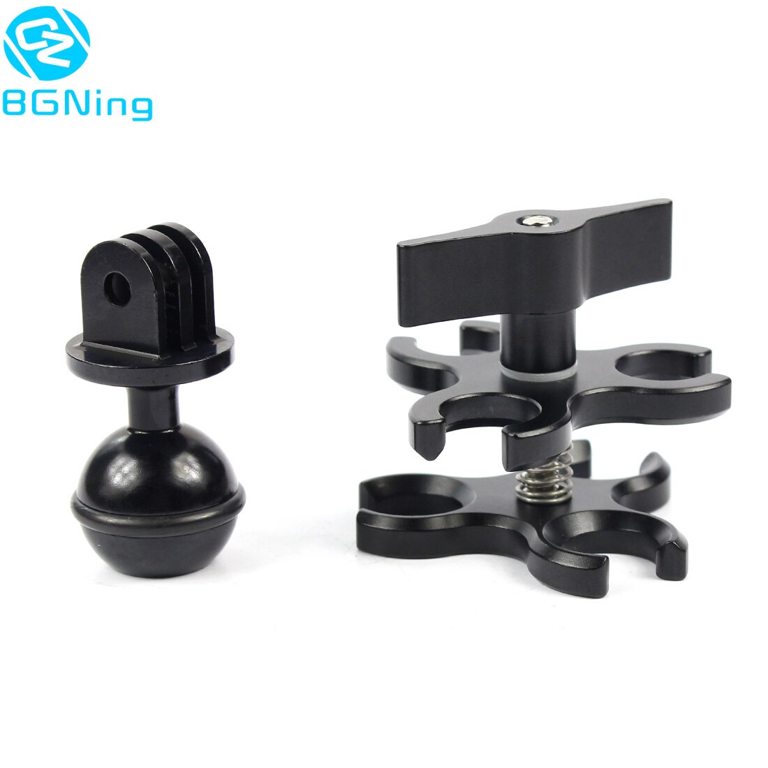 BGNing 3-Hole Aluminum Triple Butterfly Clip Clamp Mount + Ball Head Adapter for Scuba Diving Lights Arm Fixture LED Hero 5/4/3 Camera