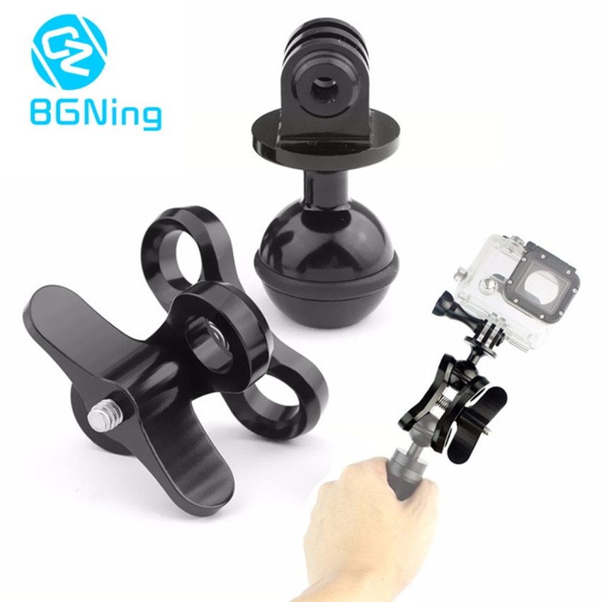 BGNing CNC Diving Lights Ball Head Adapter with Butterfly Clamp Clip for Gopro Hero 5 4 Session yi GitUp Action /DSLR Cameras