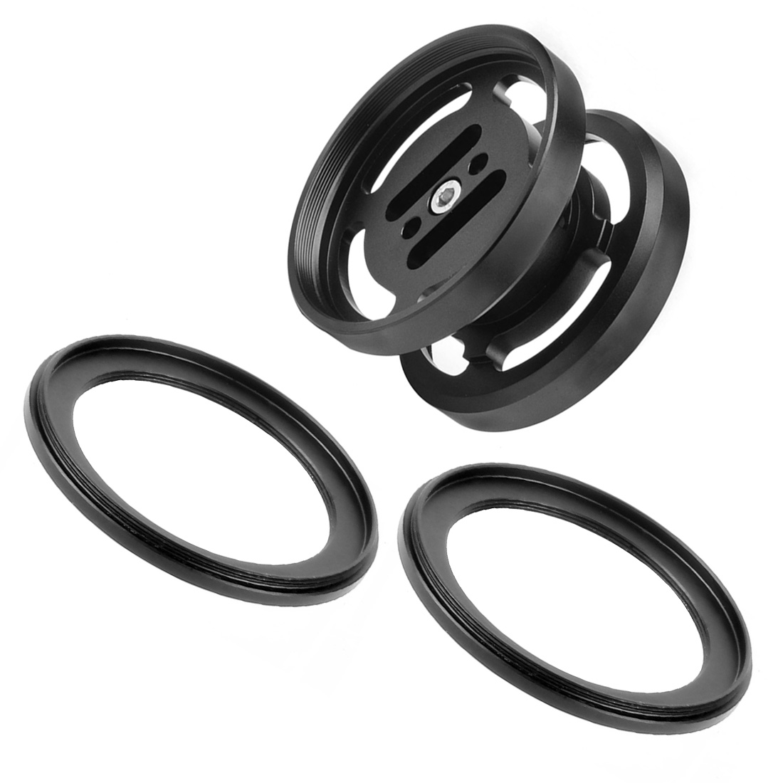 BGNing M67 Lens Holder Double Mount with 2pcs M67 to M52 Conversion Ring for Float Arm Underwater Floating Light Arm 67mm Macro Lens Carrier Carrying Mount Adapter for Diving Photography