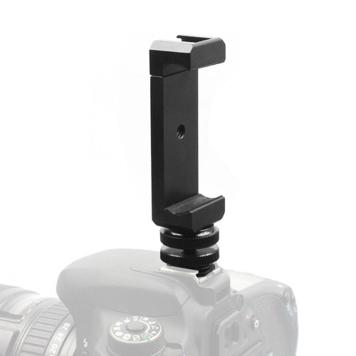 BGNing Aluminum Mobile Phone Clamp Holder Clip with 1/4 Tripod Mount Screw to Hot Shoe Adapter for DSLR SLR Vlog Fill Video Photography
