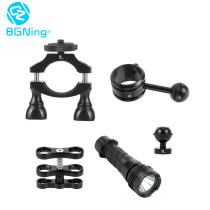 BGNing Diving Flashlight+Two Hole Butterfly Clip+1inch Ball Head Clip & Adapter+Handlebar Mount for Underwater Photography SLR Camera