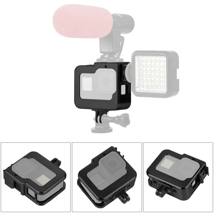 BGNing Aluminum Upgrade Case for Gopro8 Protective Frame Housing Shell for Go Pro Hero 8 Black w/ Hot Shoe Mount UV Lens Adapter