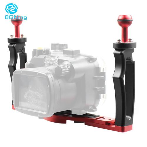 For GoPro13 BGNing New DSLR Diving Dual Handheld Tray Bracket Handle Grip Rig w/ 1/4  Screw Base Sports Action Cameras Underwater Light Photo Mount