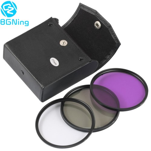 BGNing 49MM 52MM 55MM 58MM 62MM 67MM 72MM 77MM UV+CPL+FLD 3in1 Lens Filter Set w/ Carry Bag for Cannon for Nikon for Sony Pentax