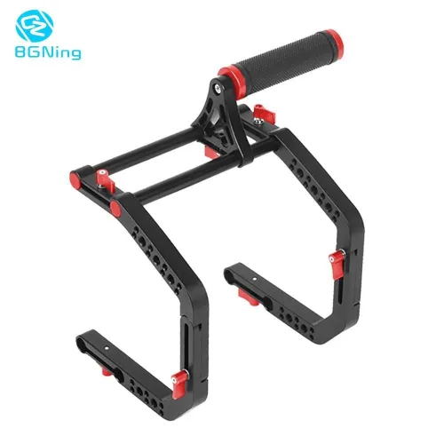 BGNing CNC 15mm Rig Rods Rail Clamp Mount Camera Cage w/ Top Handle Grip C Shape Arm Bracket Focus Follow System Film Video DSLR
