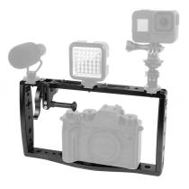 BGNing DSLR Diving CNC Handgrip Bracket Action Cameras Selfie Frame Holder Mount SLR Cage Stabilizer Rig with Trigger Phone Clip