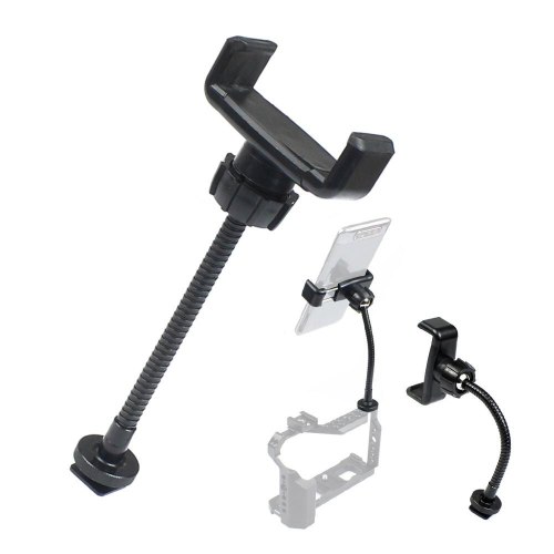 BGNing Portable Tripod Monopod Hose Phone Clip Live Smartphone Clamp Holder Camera Light Stand with 1/4  Thread & Hot Shoe Mount