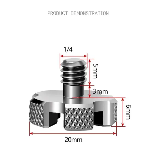BGNing Universal Stainless 1/4  Adapter Screw for Gimbal to DSLR Cameras w/ Top Slotted 3mm Quick Release Locking Mounting Screw