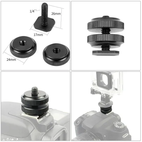 BGNing 10x 3/8  to 1/4  Inch 2 Cold Shoe Tripod Mount Screw to Flash Hot Shoe Adapter Nuts DSLR Cameras Photo Studio Accessories