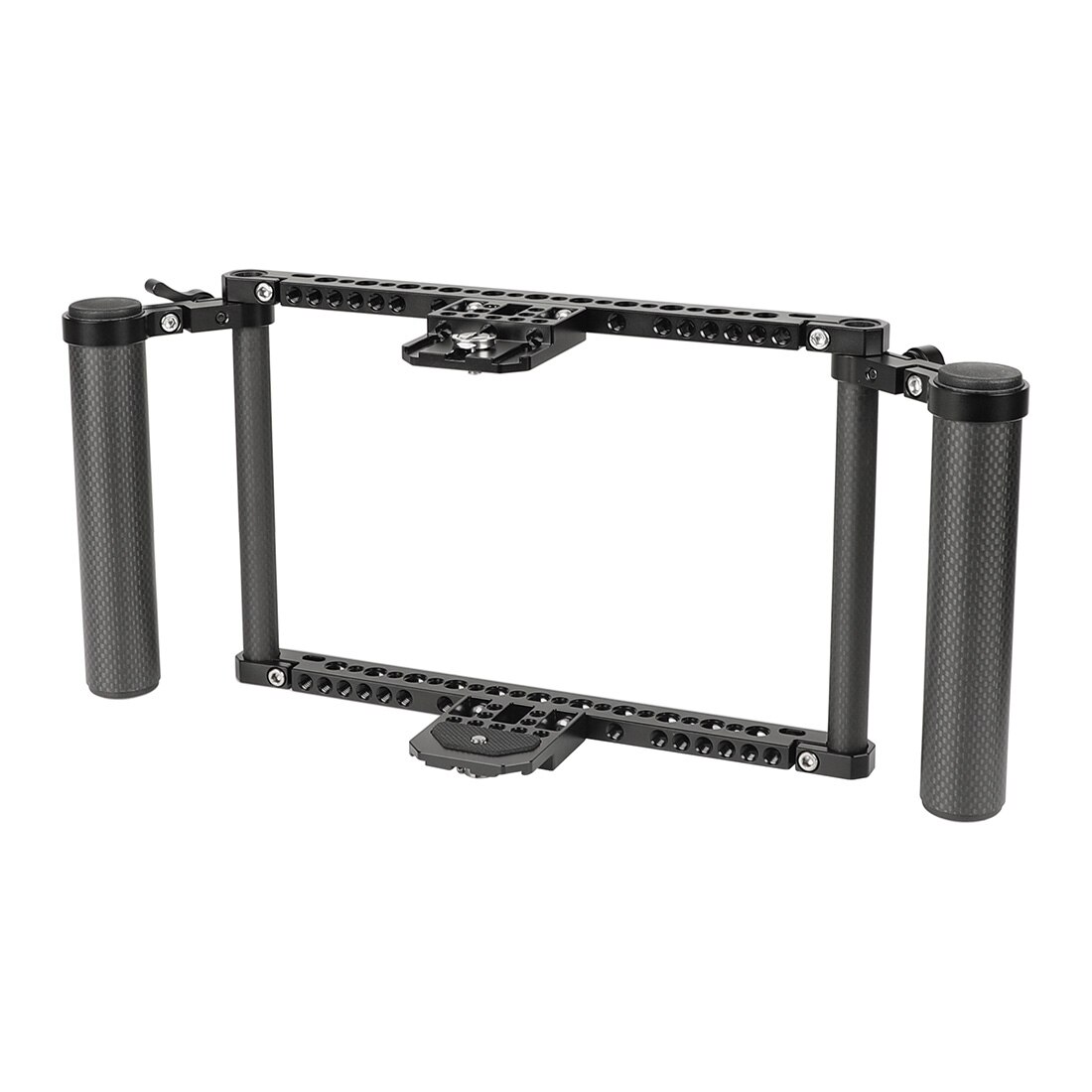 BGNing 7 Inch 7  Monitor Protective Cage with Adjustable Carbon Fiber Dual Handgrip for Atomos Ninja Inferno/Shotgun 7/Ikan HH7
