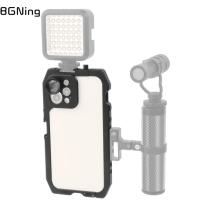 Metal Smartphone Video Cage Photography Vlog Cover Case Rig for iPhone 12 Pro with Cold Shoe Mount Mobile Frame Handheld Bracket