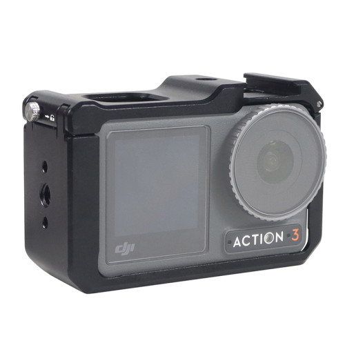 Camera Cage for DJI OSMO Action 3 Protective Case Cage w Cold shoe 1/4  Arri Hole Quick Release Frame Action Camera Accessories