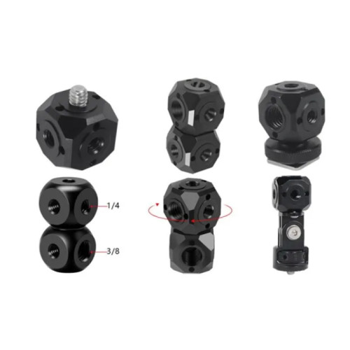 For GoPro13 Universal Magic Cubic 1/4 3/8 Screw Hole Adapter Dual Cube Mount Bracket for DSLR Cage Rig Flash Monitor Tripod Microphone Stand