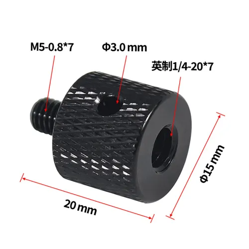 Aluminum 1/4-20 Male to M6-1 Female Adapter Screw Head Tripod Adapter Screw Photography Accessory with Reinforced Side Hole D15*20mm