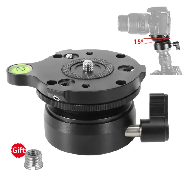 Aluminum Monopod Tripod Head Leveling Base Plate Horizontal Adjustment 3/8 1/4 Screw for Canon Nikon Sony DSLR Camera