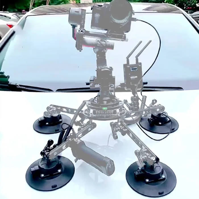 Blue Car Mounted Powerful Hand Pump Suction Cup Camera Stabilizer Bracket Multiple Inches And Screws Compatible With RAM DJI