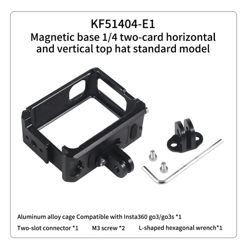 For insta360 go3/go3sMount Camera Cage 1/4 Protective Frame Cold Shoe Horizontal And Vertical Shooting Magnetic Quick Release Expansion Accesorries