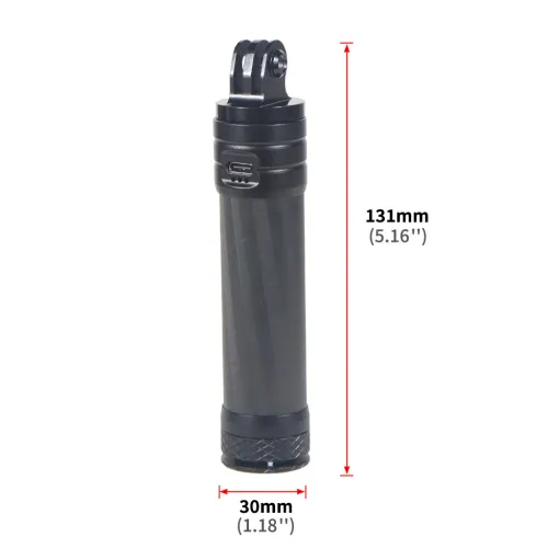 Selfie Extension Stick Power Bank 5K/1W mAh Carbon Fiber With 1/4 Arri Positoning Aluminium Alloy Quick Release Base Type-C 22.5W Gimbal Bracket For Insta360/GOPRO/DJI Sports Cameras